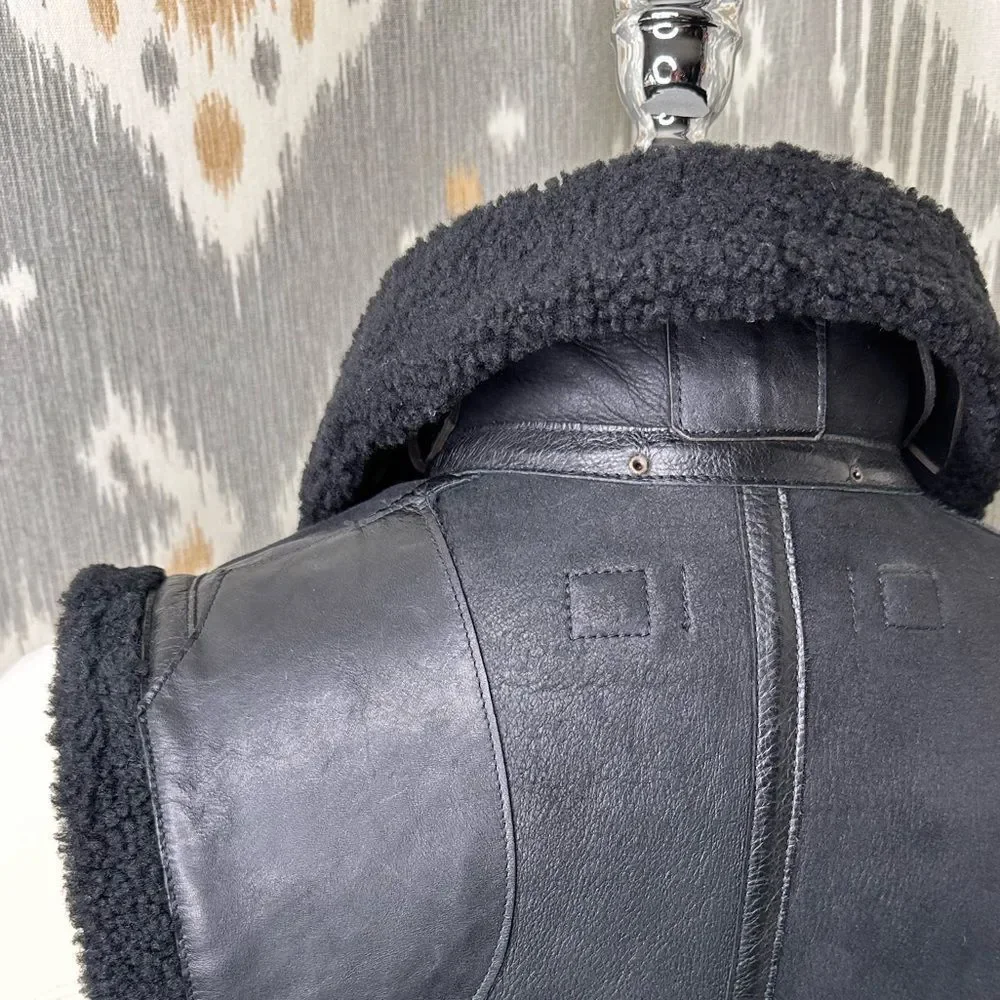 Polo Ralph Lauren Unisex Black Portuguese Lamb Shearling Aviator Vest